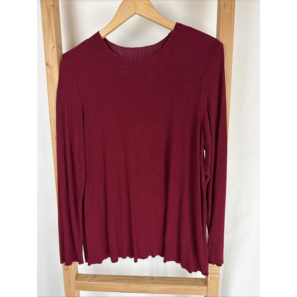 NWT Kleen Red Bean Long Sleeve High Neck Cotton Blend Top #0826 Size 2X